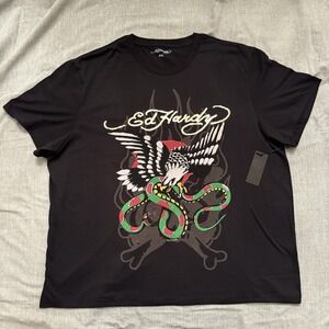 Ed Hardy Shirt Men's XXL Eagle Snake Graphic Print Y2K T-shirt StreetWear Tattoo